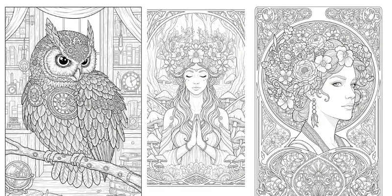 Intricate Line Art Coloring Pages generated by undefined