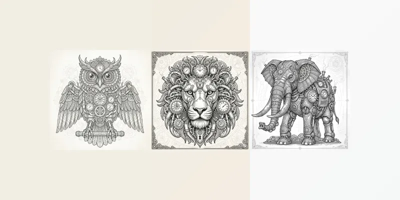 Steampunk Mechanical Line Art Creators generated by undefined