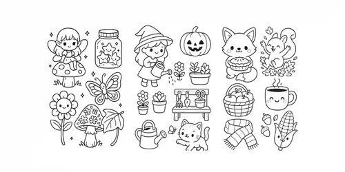 Bold And Easy Cute Coloring Pages Sets generated by chatgpt-image