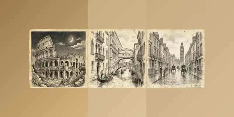 Vintage Pencil Sketch City Scenes generated by undefined