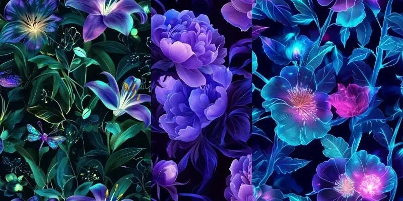 Uv Floral Seamless Neon Patterns generated by undefined