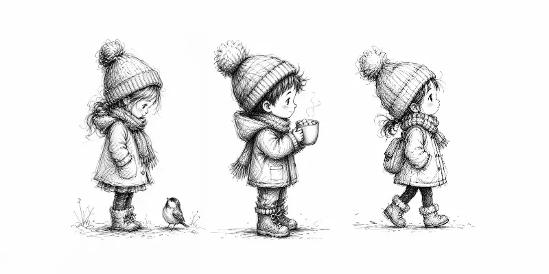 Whimsical Sketchy Winter Child Characters generated by undefined