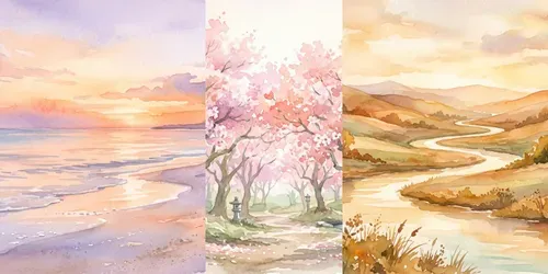 Aesthetic Watercolor Landscapes generated by gemini-image