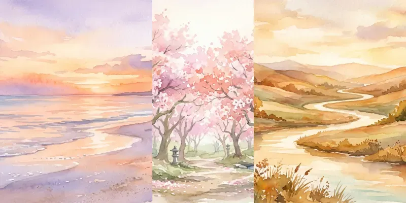 Aesthetic Watercolor Landscapes generated by undefined