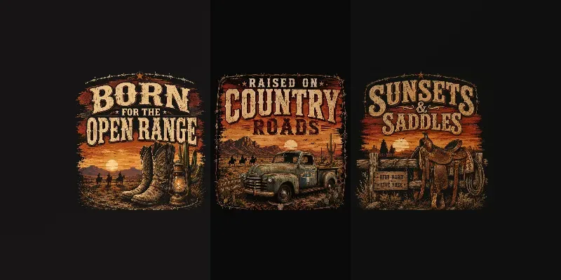 Rustic Western Vintage Tshirts generated by undefined