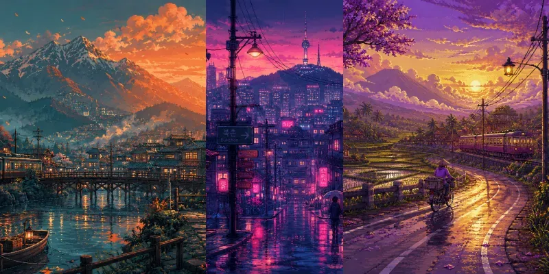 Peaceful Pixel Art World Landscapes generated by undefined