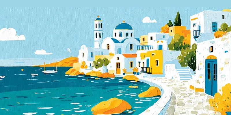 Vivid Mediterranean Summer Paintings generated by undefined