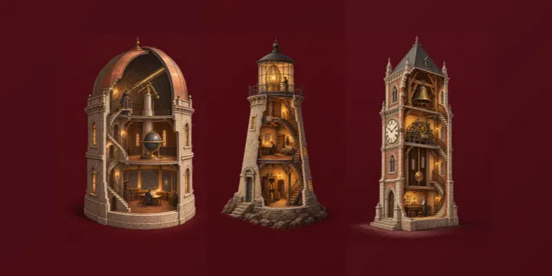 Historic Architecture Cutaway Art Prints