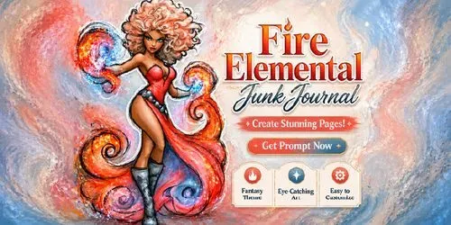 Magical Fire Elemental Junk Journals generated by midjourney