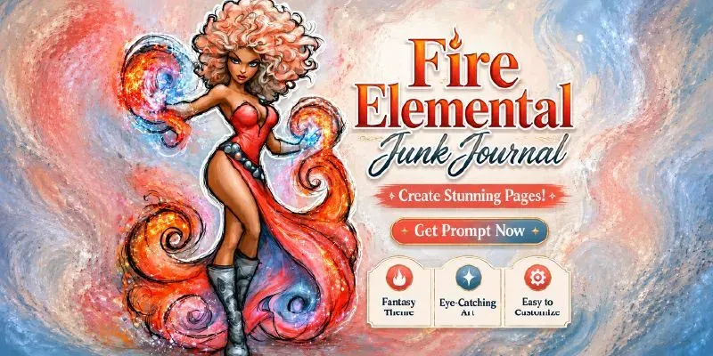 Magical Fire Elemental Junk Journals generated by undefined