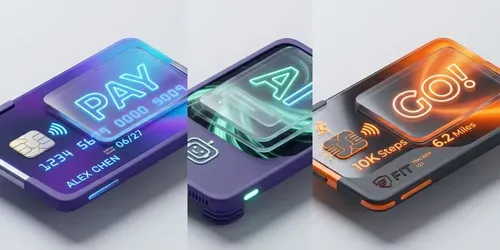 3D Tech UI Icons With Text Isolated generated by gemini-image