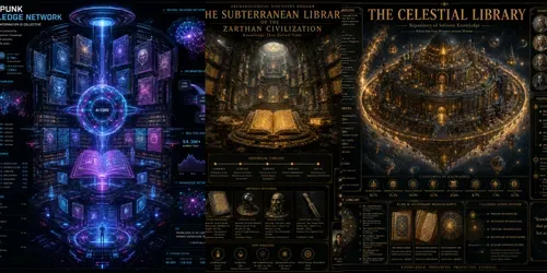 Dark Library Infographic Posters generated by chatgpt-image