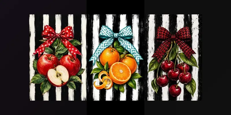 Distressed Stripe Fruit Sublimation Art generated by undefined