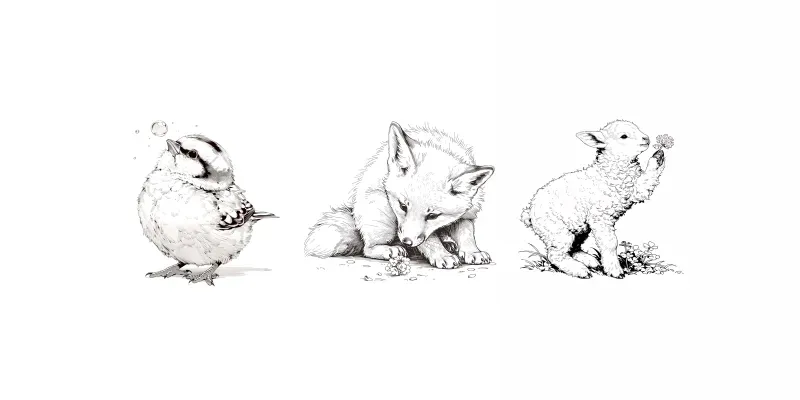 Vintage French Ink Animal Sketches generated by undefined