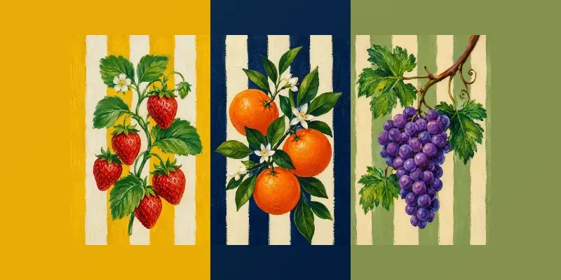 Striped Botanical Acrylic Paintings generated by undefined