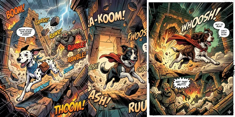 Dynamic Comic Adventure Dogs generated by undefined