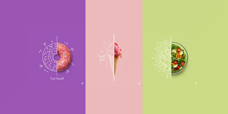 Split Food Doodle Ad Posters generated by undefined