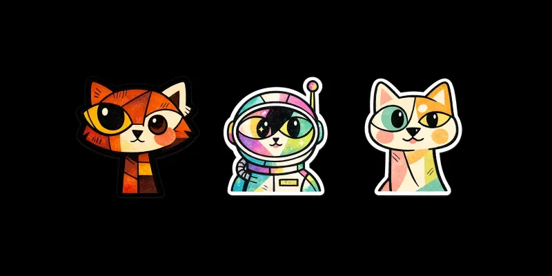 Cute Cubist Vector Sticker Makers generated by undefined