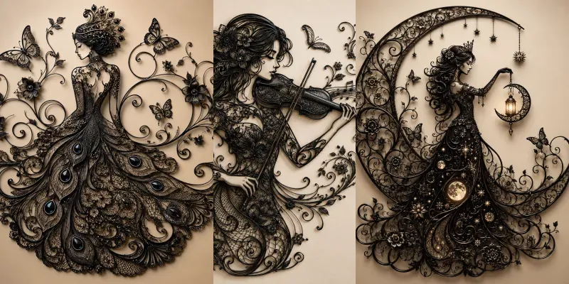 Elegant Filigree Wall Art generated by undefined