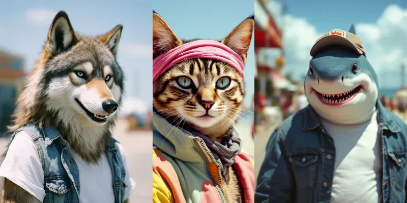 Cinematic Anthropomorphic Animal Photos generated by undefined