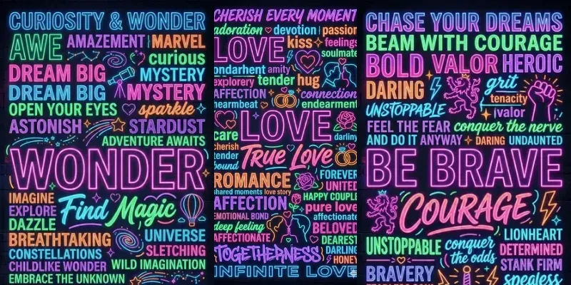 Neon Synonym Typography Posters generated by undefined