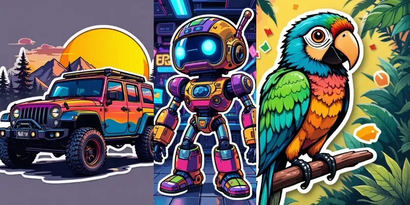 Vibrant Trendy Sticker Art Designs generated by undefined