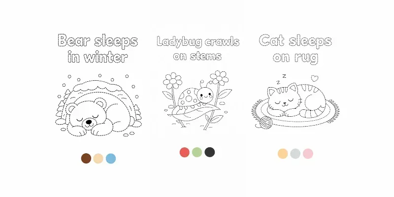 Animal Tracing And Coloring Worksheets