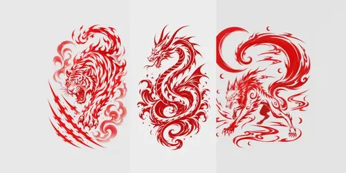 Tribal Red Dragon Vector Packs generated by chatgpt-image
