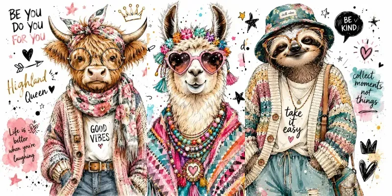 Whimsical Fashion Animal Sketches generated by undefined