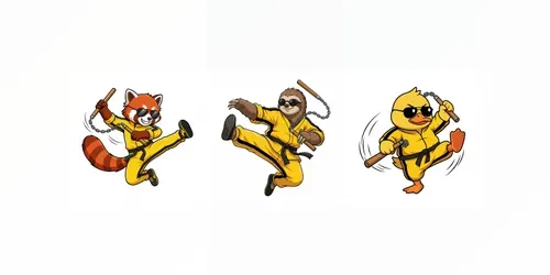 Anime Kung Fu Animals Vectors generated by gemini-image