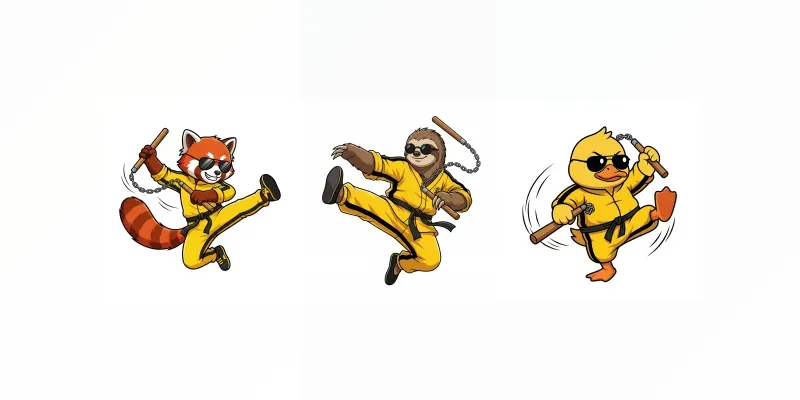 Anime Kung Fu Animals Vectors generated by undefined