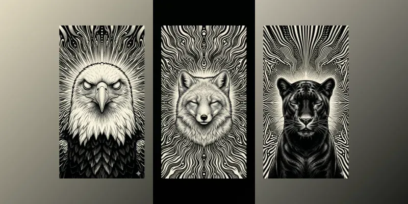 Monochrome Opart Mystic Animal Halos generated by undefined