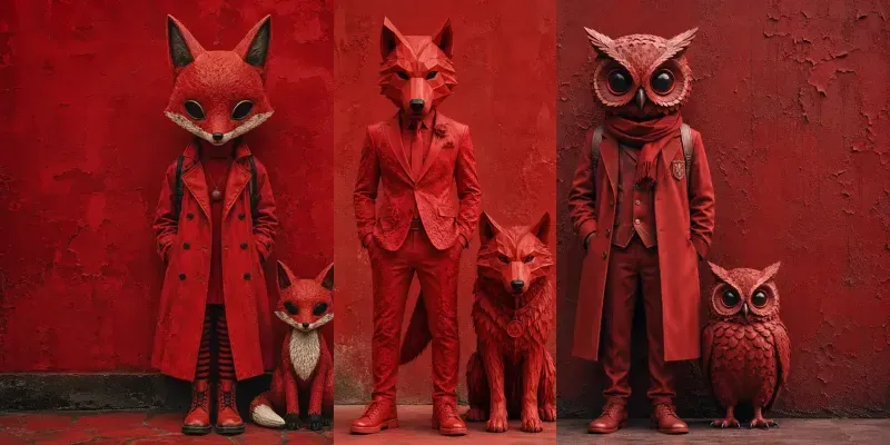 Surreal Animal Mask Portraits generated by undefined