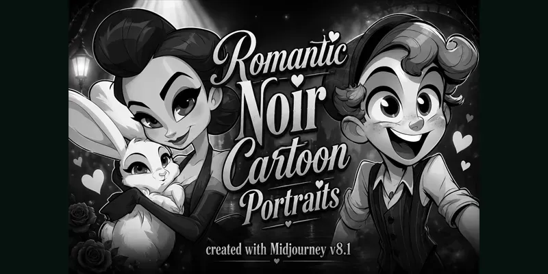 Romantic Noir Cartoon Portraits generated by undefined