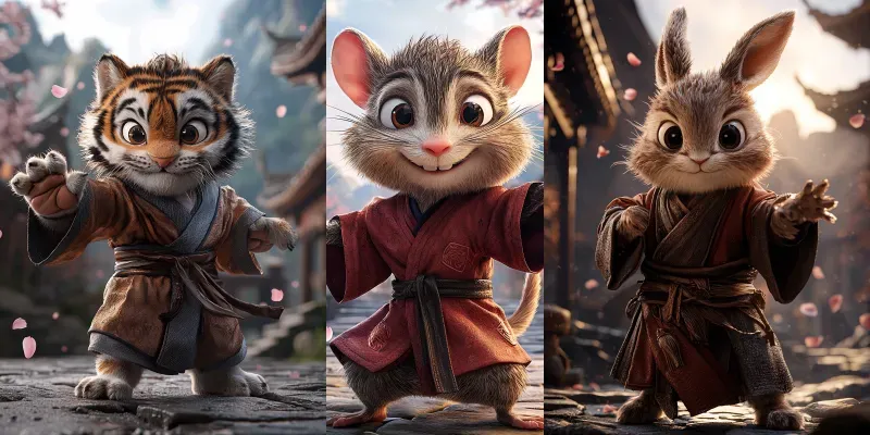 Martial Artist Animal Illustrations generated by undefined