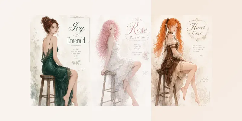 Elegant Watercolor Manhwa Girls generated by undefined