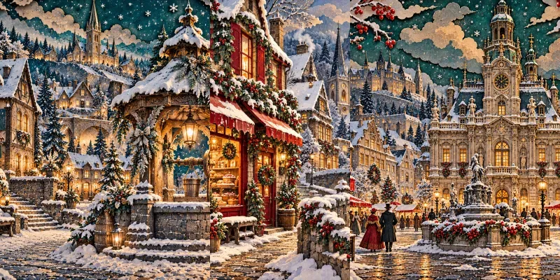Vintage Winter Village Paper Theater Kits