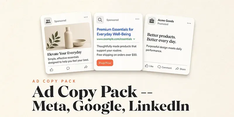 Ad Copy Pack Meta Google Linkedin generated by undefined