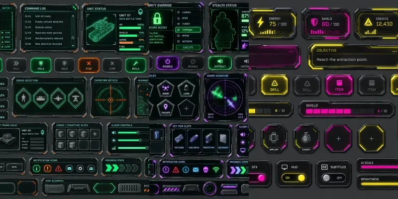 Scifi Holographic Game UI Kit Sheets