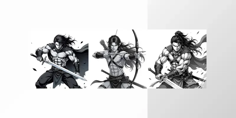 Epic Anime Warrior Pencil Sketches generated by undefined