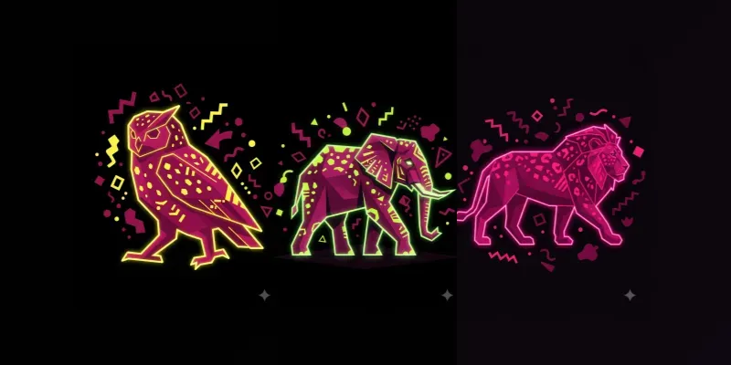 Neon Geometric Animal Posters generated by undefined