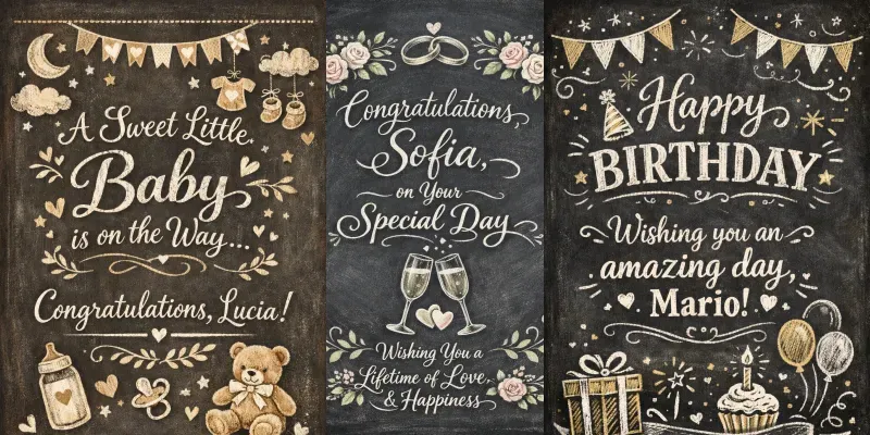 Chalkboard Greeting Cards generated by undefined