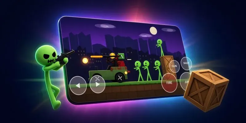 2D Stickman Vs Zombies Platformer Game