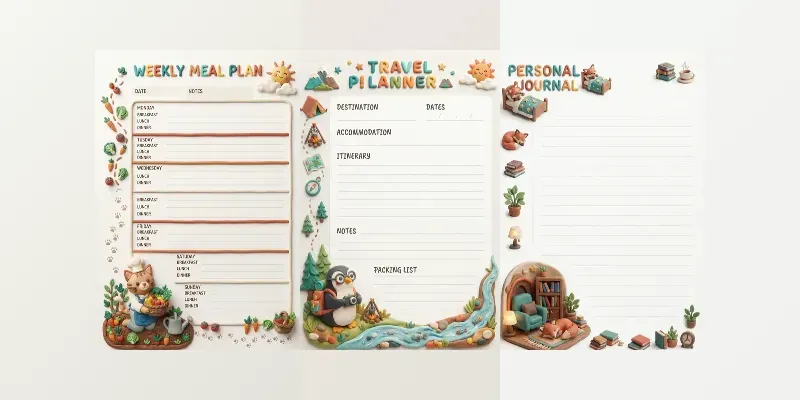 3D Clay Mascot Notebook Pages