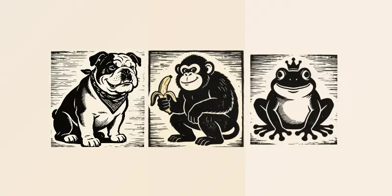 Cartoon Linocut Mascot Designs generated by undefined