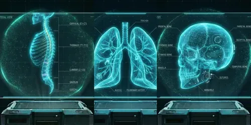 Cyberpunk Holographic Human Anatomies generated by gemini-image