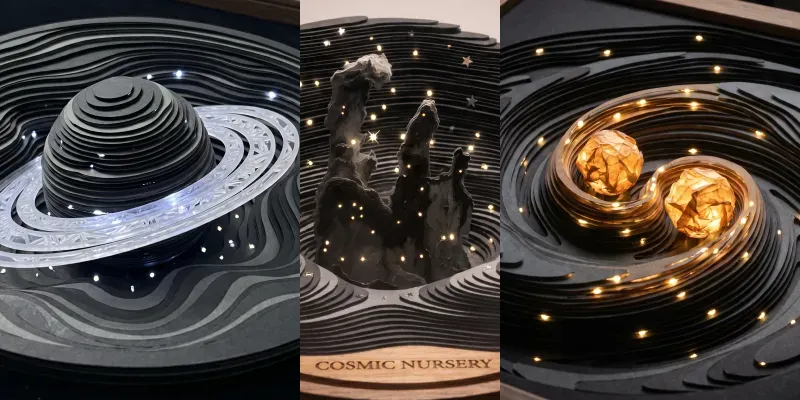3D Papercut Topographic Space Art generated by undefined
