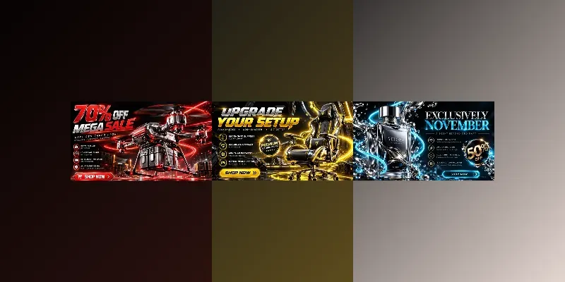 3D Neon Liquid Chrome Black Friday Assets
