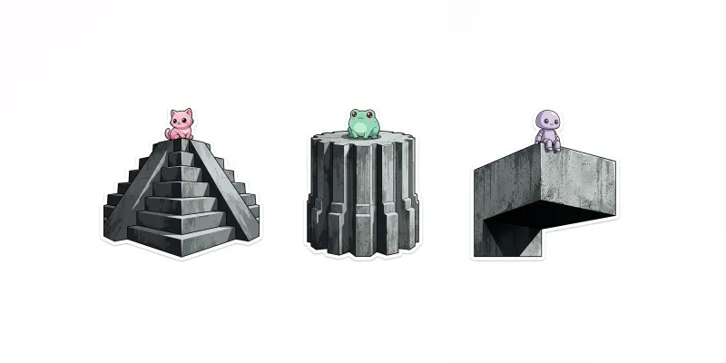 Kawaii Brutalist Sticker Pod Designs generated by undefined
