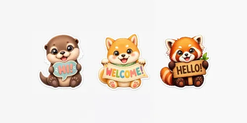 Cute Kawaii Greeting Animal Stickers generated by chatgpt-image